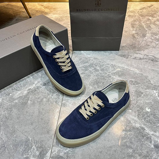 Замшевые кеды Brunello Cucinelli Sail low-top - Blue   