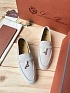 Женские замшевые лоферы Loro Piana Open Walk Premium - Grey