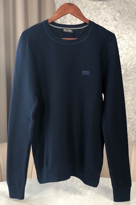 Тёмно-синий мужской джемпер Hugo Boss logo-embroidered