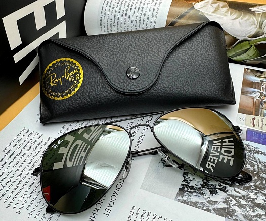 Солнцезащитные очки Ray-Ban Aviator Large Metal - Black Mirrored   