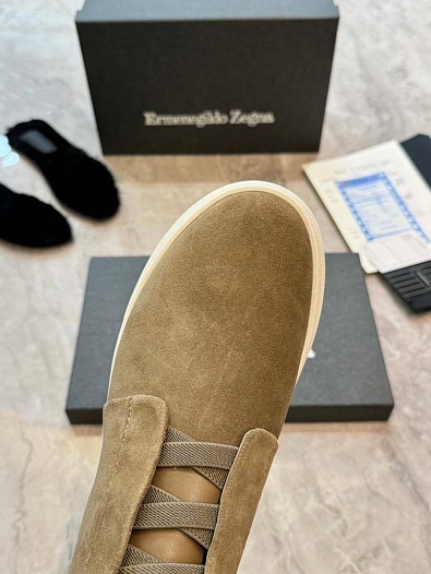 Кроссовки с мехом Ermenegildo Zegna Triple Stitch - Beige   