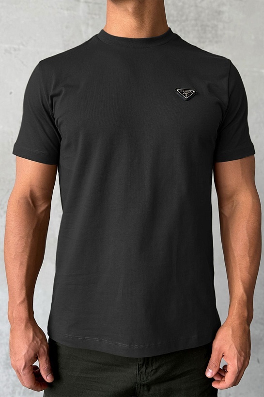 Мужская футболка Prada logo-plaque - Black