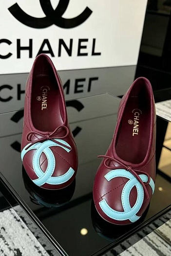 Женские кожаные балетки Chanel Ballerines premium   
