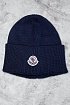 Мужская шапка тёмно-синего цвета Moncler logo-patch