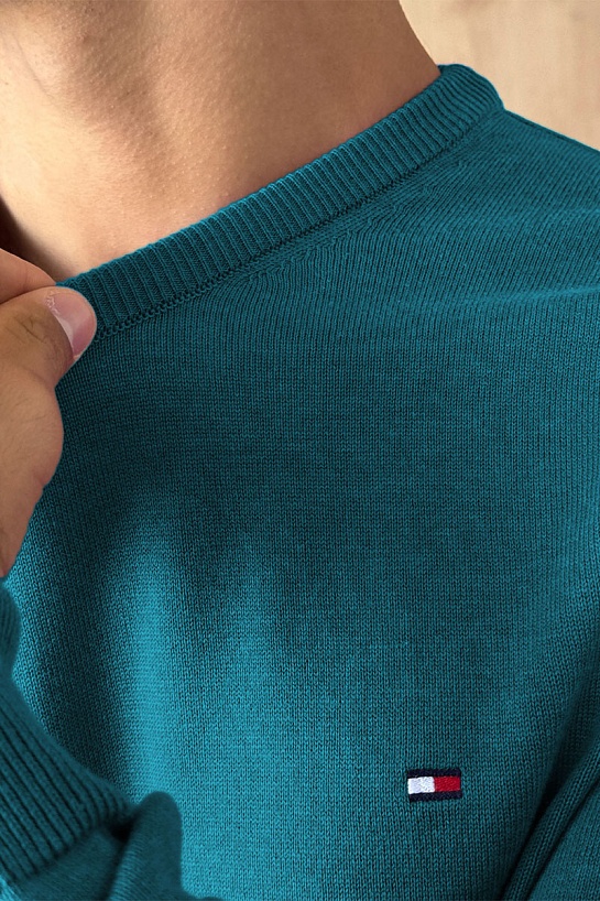 Мужская кофта Tommy Hilfiger бирюзового цвета logo-embroidered