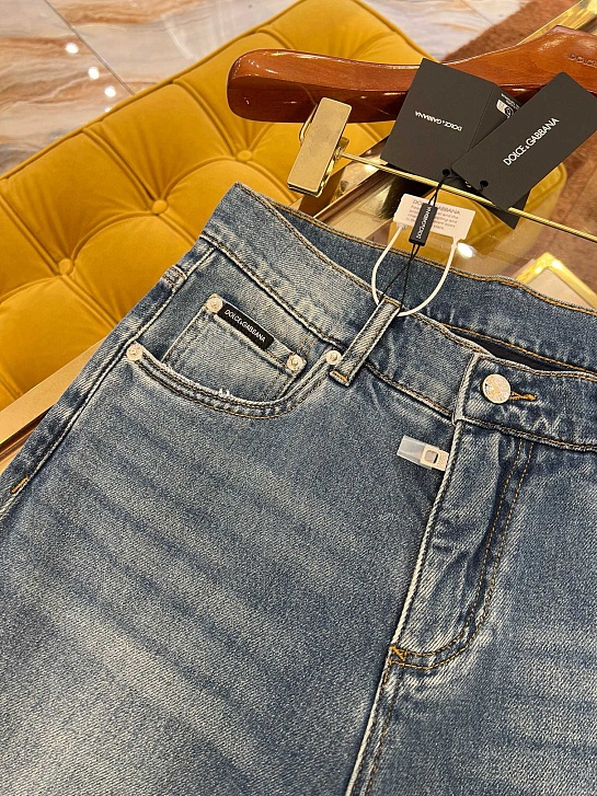 Мужские синие джинсы Dolce & Gabbana slim fit Premium