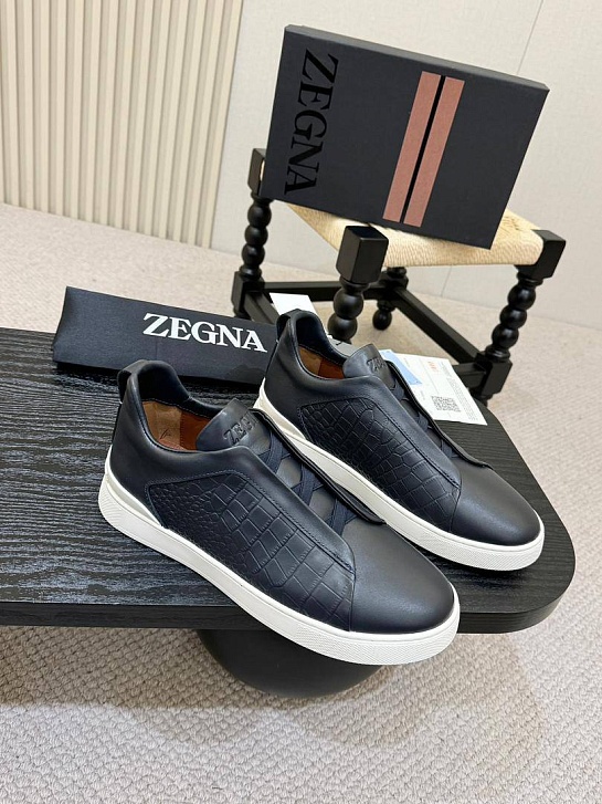 Мужские кроссовки Zegna Triple Stitch Alligator - Grey