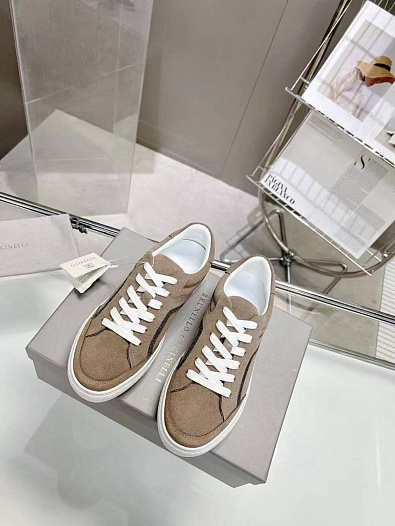 Женские замшевые кроссовки Brunello Cucinelli Premium - Brown / Black   