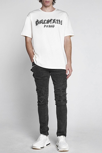 Белая оверсайз футболка Balmain Paris logo-print   