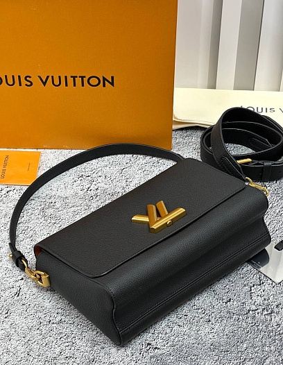 Женская кожаная сумка Louis Vuitton Soft Twist Premium 27x19x9 см - Black   