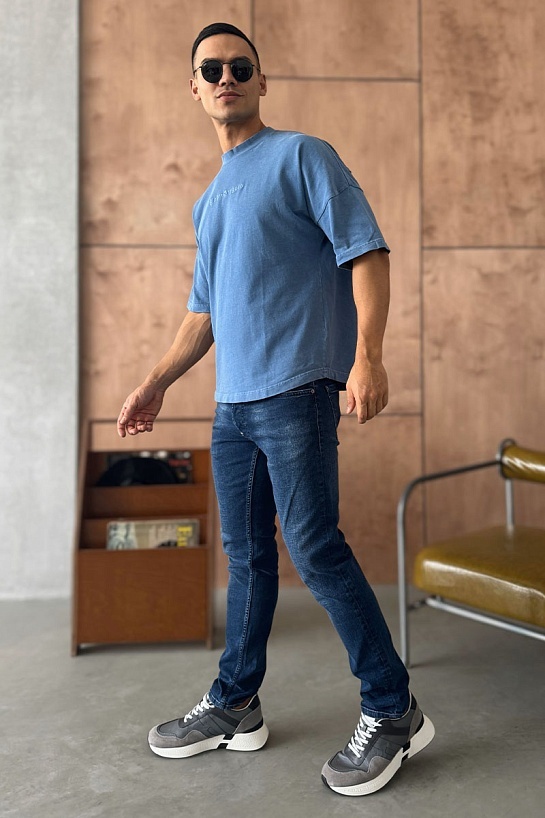 Синяя оверсайз футболка Palm  Angels