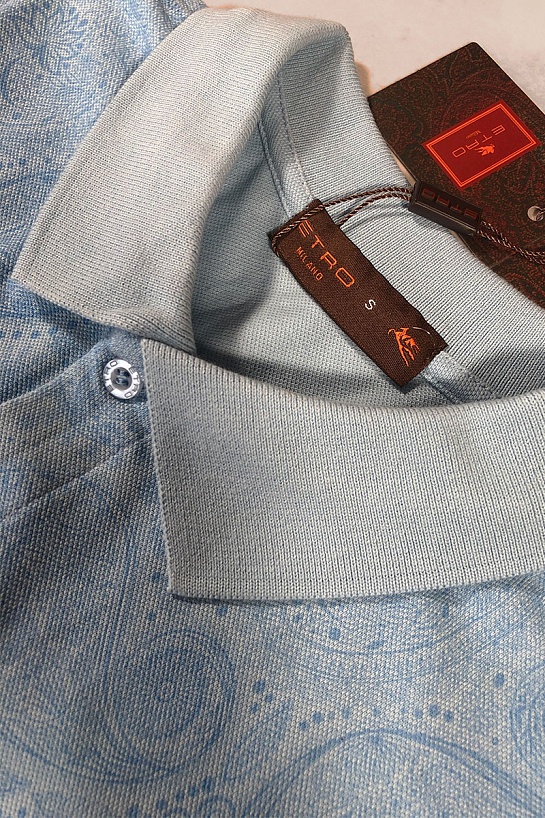 Классическое мужское поло Etro голубого цвета