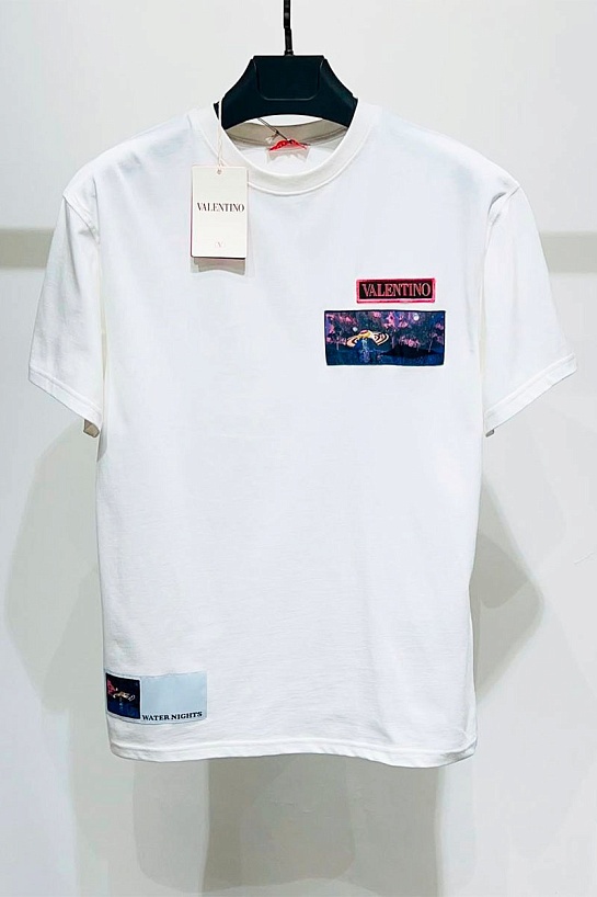 Мужская белая футболка Valentino brocade patch