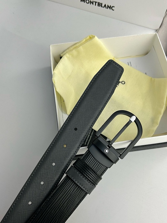 Двусторонний кожаный ремень Montblanc Premium (ширина 3.5 см)