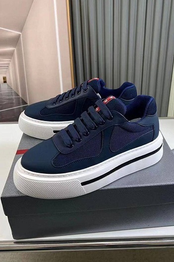 Комбинированные кроссовки Prada logo-stripe - Navy   