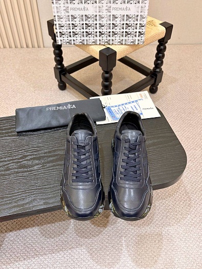 Синие кожаные кроссовки Premiata Mick   