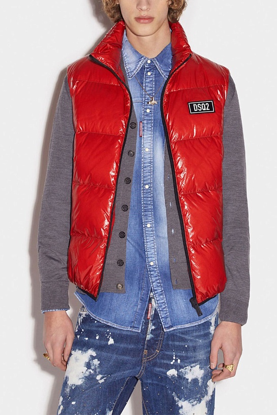 Мужской жилет красного цвета Dsquared2 logo-patch