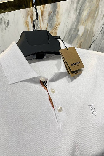 Мужское поло Burberry TB logo-embroidered - White   