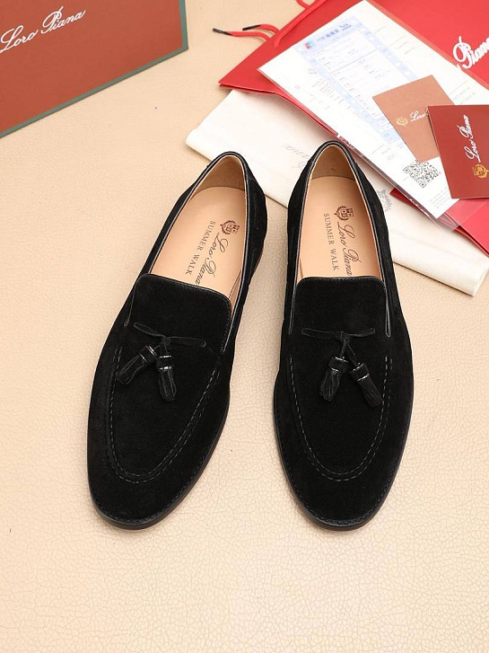 Замшевые лоферы Loro Piana tassel - Black