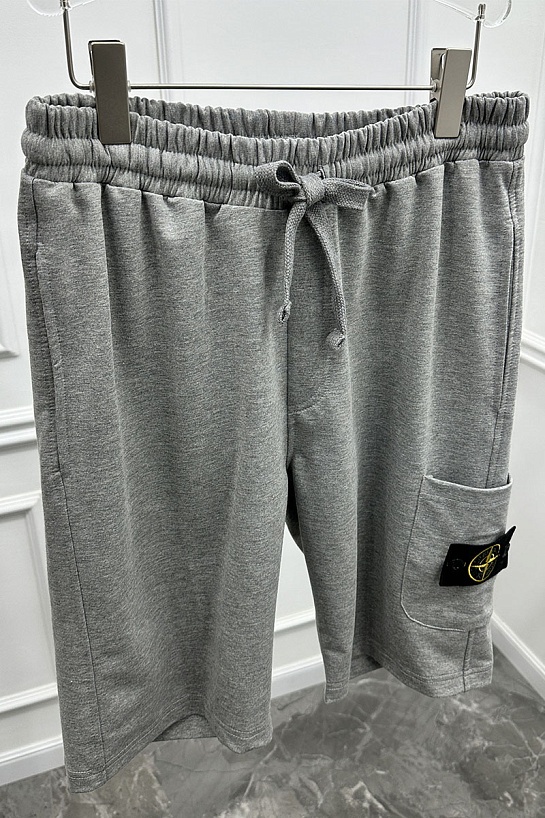 Мужские серые шорты Stone Island compass-patch