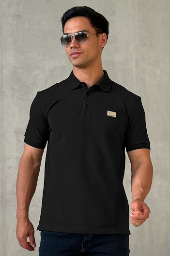 Мужское чёрное поло Dolce & Gabbana logo-plaque   