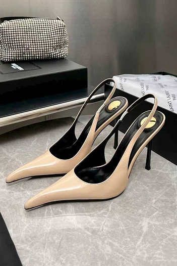 Женские кожаные туфли на каблуке Yves Saint Laurent premium   