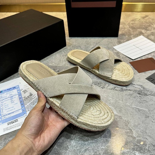 Мужские шлёпанцы Ermenegildo Zegna suede - Grey   