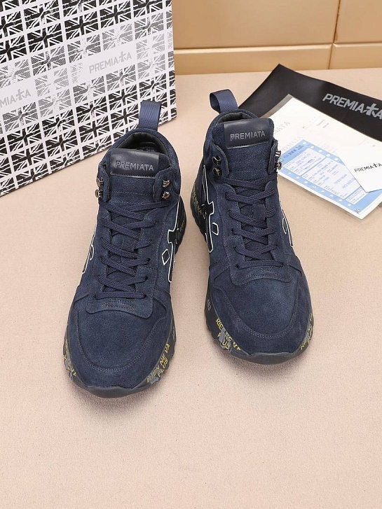 Замшевые кроссовки с мехом Premiata high-top - Navy