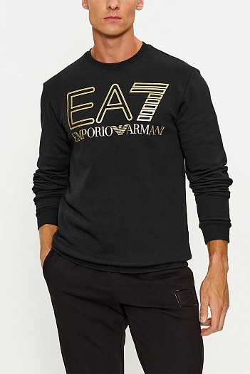 Мужской чёрный свитшот Emporio Armani logo-print   