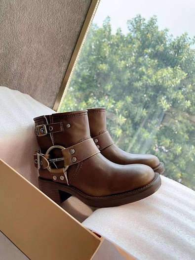 Женские кожаные ботинки MIU MIU Ankle Premium   