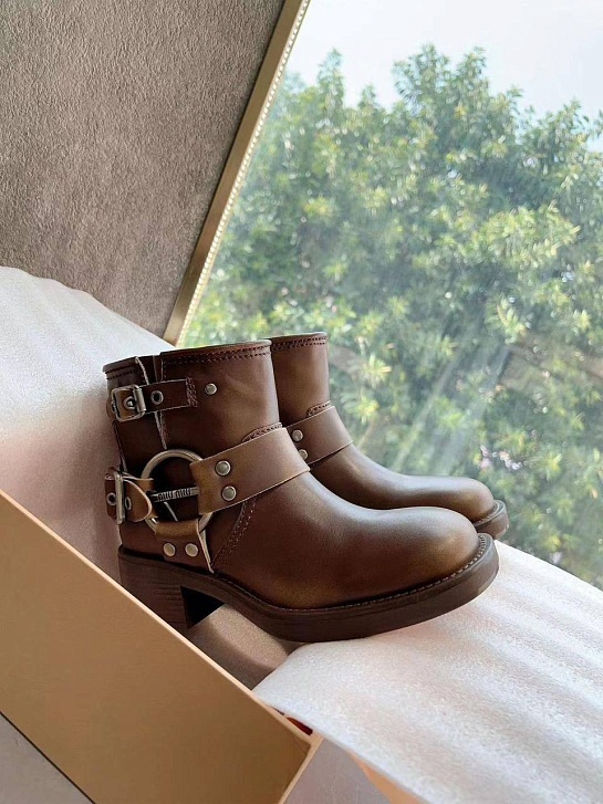 Женские кожаные ботинки MIU MIU Ankle Premium