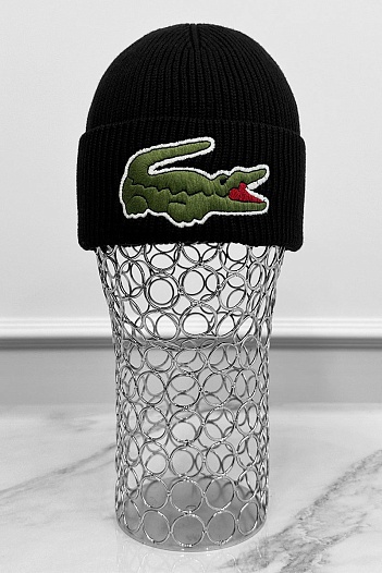 Шапка чёрного цвета Lacoste logo-embroidered   