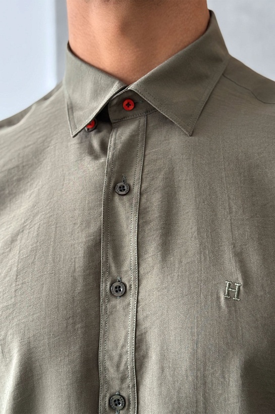 Мужская рубашка Hermes H embroidered - Khaki