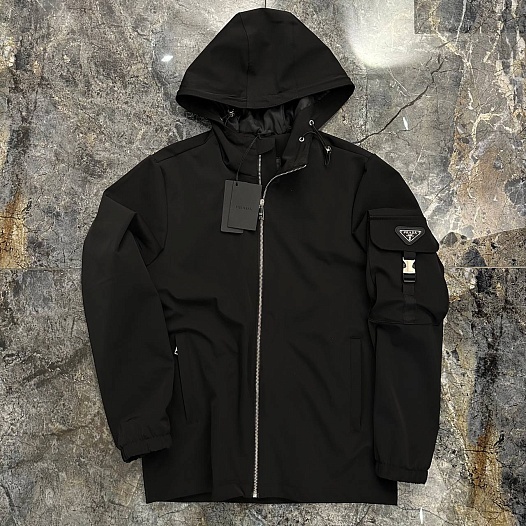 Мужская чёрная ветровка Prada logo-plaque   
