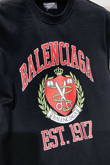Оверсайз футболка Balenciaga est.1917 - Black   
