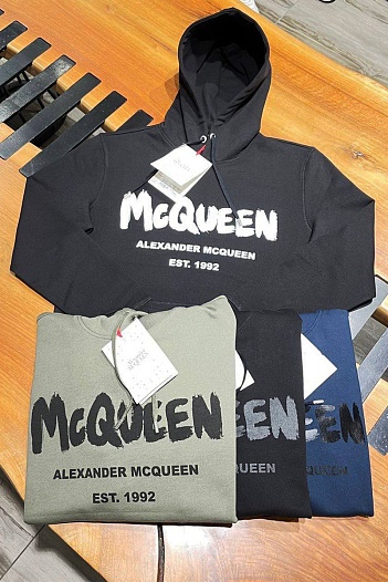 Зелёное худи Alexander McQueen graffiti logo-print   