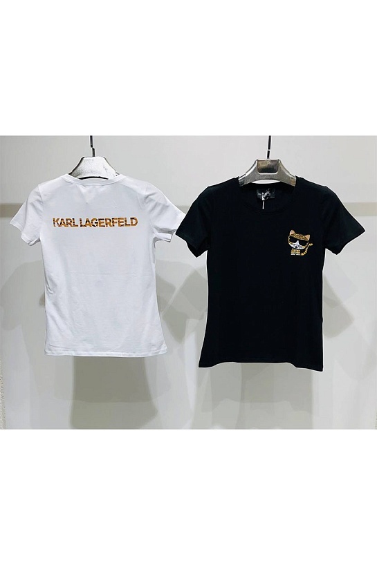 Женская брендовая футболка Karl Lagerfeld чёрного цвета