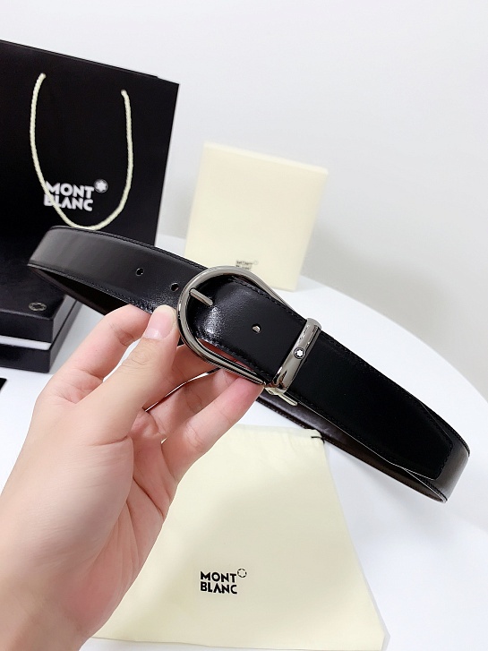 Двусторонний кожаный ремень Montblanc Premium (ширина 3.5 см)
