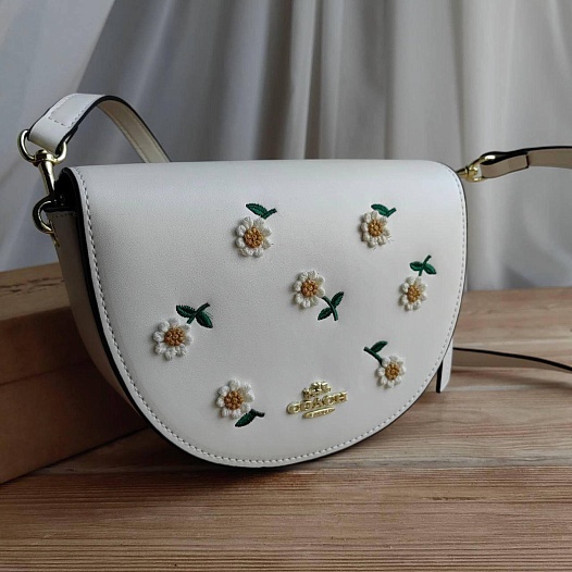 Кожаная сумка Coach Flower 19x14 см   
