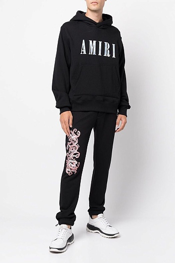 Мужское чёрное худи Amiri Paisley Core Logo   