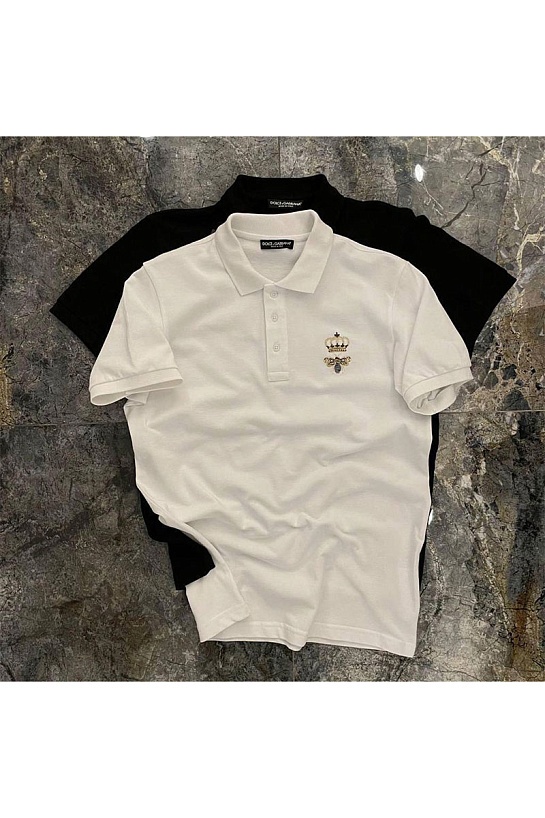 Классическое поло Dolce&Gabbana Bee & Crown - White