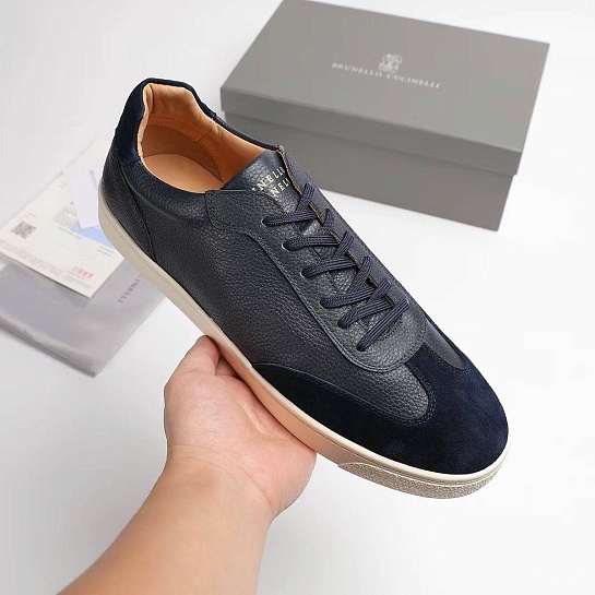 Комбинированные кроссовки Brunello Cucinelli logo-print - Navy