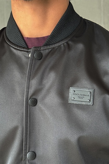 Мужской чёрный бомбер Dolce & Gabbana logo-plaque   