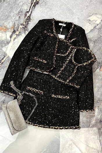 Чёрный женский костюм тройка Chanel   