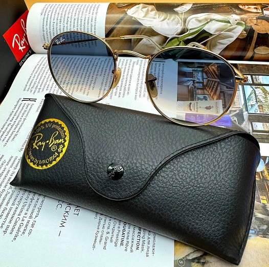 Солнцезащитные очки Ray-Ban Round Metal - Blue / Gold   