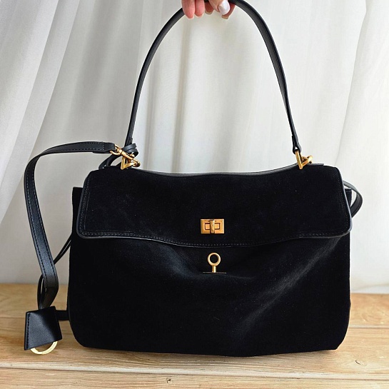 Замшевая сумка Balenciaga Rodeo 28x20 см - Black