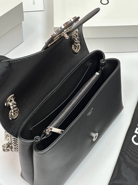 Женская сумка Celine Victorire Medium Premium 21x12x7 см - Black / Silver