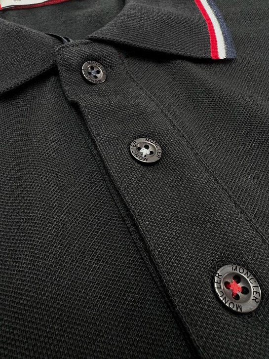 Чёрное поло с длинным рукавом Moncler logo-patch
