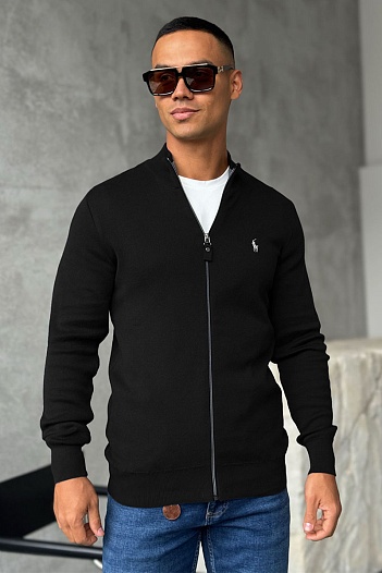 Мужская чёрная кофта Polo Ralph Lauren pony-embroidered   