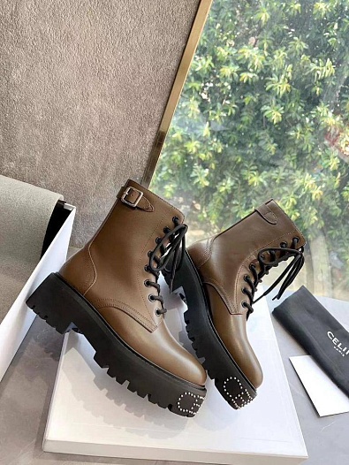 Женские кожаные ботинки Celine Premium   
